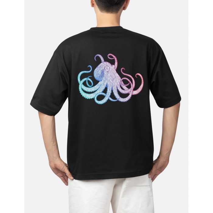 PSO006 Octopus Ahtapot SA - Oversize Tshirt %100 Pamuk Kumaş