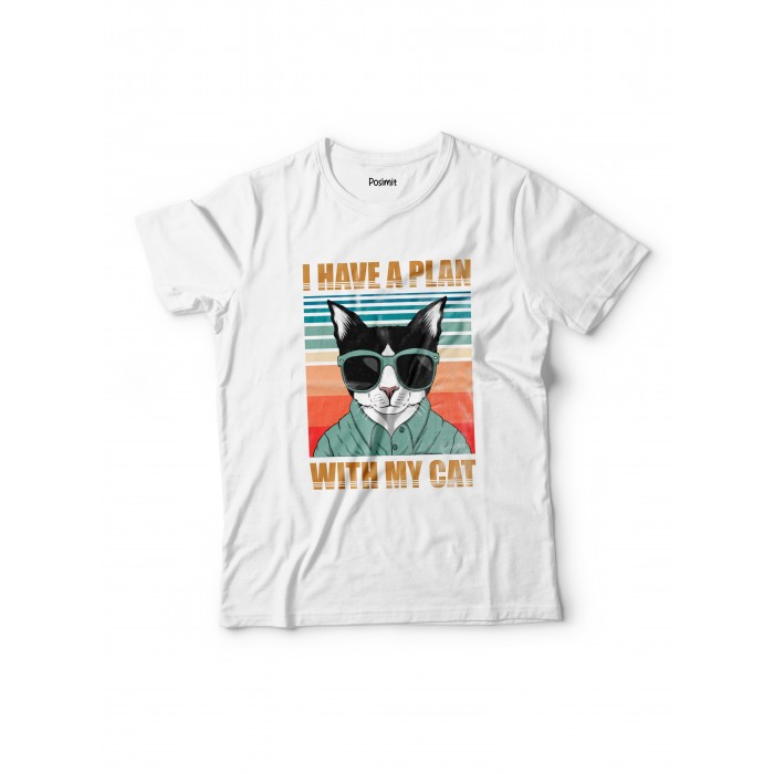 3194 Pamuklu Tshirt Gözlüklü Kedi2